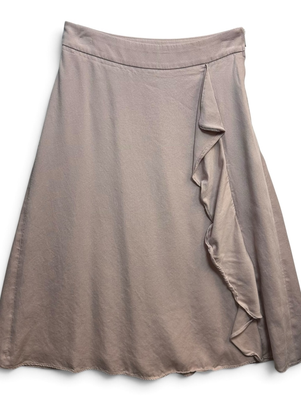 J.Crew 365 Blush Pink Ruffle Midi Skirt Size 2 Lyocell A-Line - Picture 2 of 10